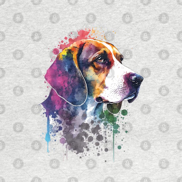 Rainbow Beagle Watercolor Art by doglovershirts